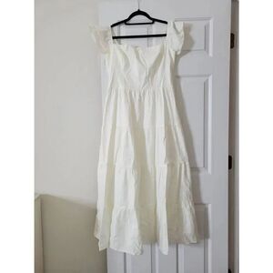 Reformation white square neck dress 12, NWOT
